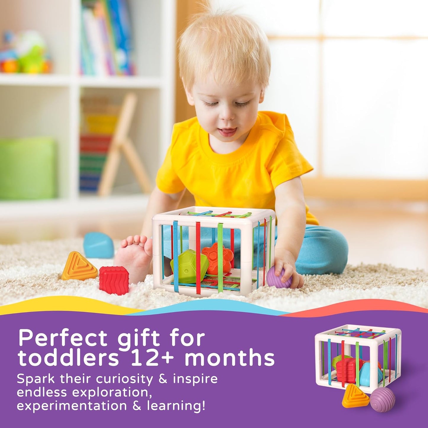 Aprilwolf - Cube & 6 Sensory Shape Block