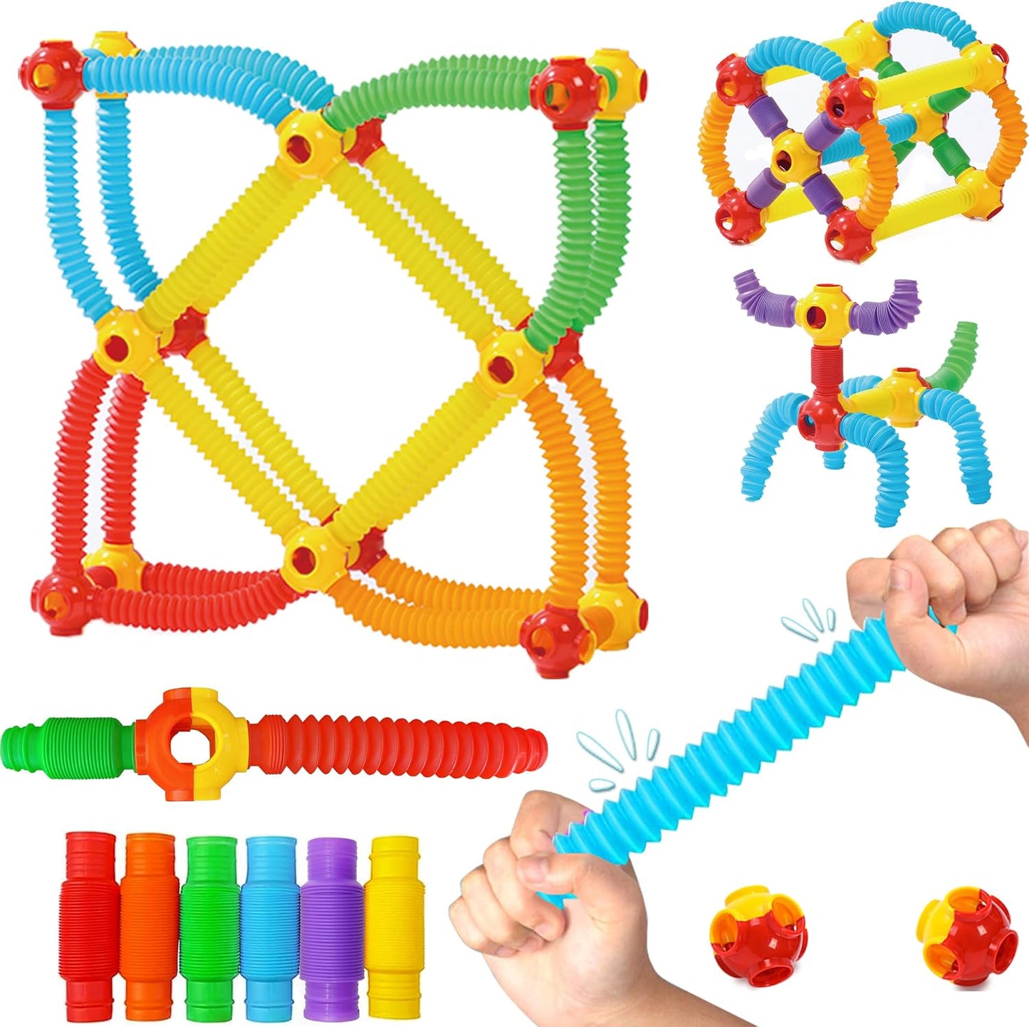 Pop Tubes Building Toy STEM 60 Piecs